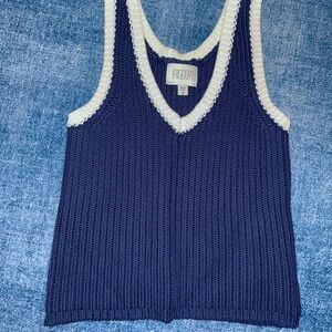 Fifteen Twenty Navy and Cream V-Neck Tank Top